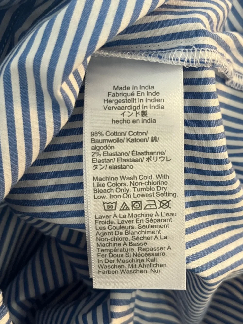 J.Crew Striped Puff-Sleeve Tie-Waist Top Om Baker Blue and White Size XXS NWT